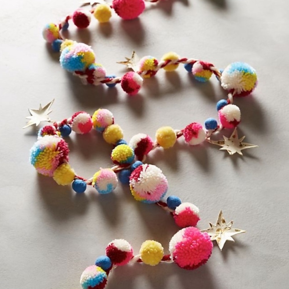 Anthropologie Wishing Star Pom Pom Garland